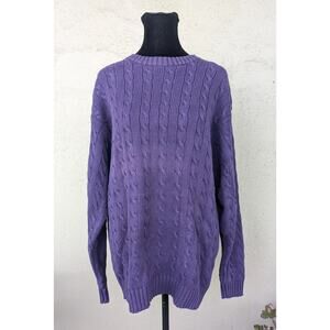 💜Vintage J.Crew Purple Cable Knit Sweater – 100% Cotton, Medium